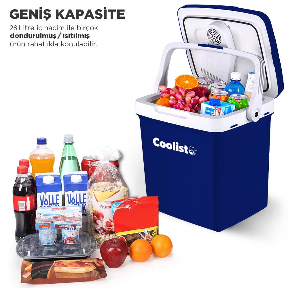 Coolist%20CLT26%2012Volt/220Volt%20AC/DC%2026%20Litre%20Sıcak/Soğuk%20Oto%20Buzdolabı