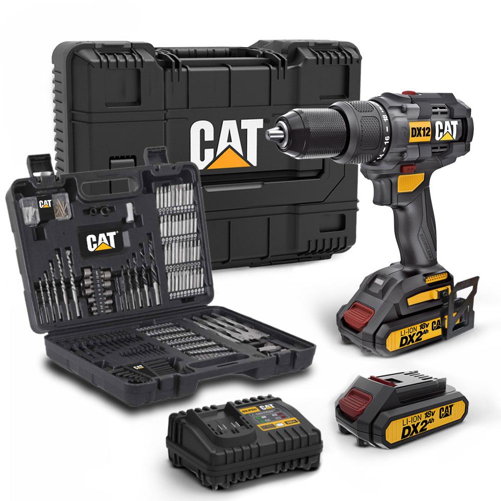 CAT%20DX12SET%2018Volt/2.0Ah%20Li-ion%20Çift%20Akülü%20Kömürsüz%20Profesyonel%20Darbeli%20Matkap+DA01903%20201%20Parça%20Delme/Vidalama%20Uç%20Seti