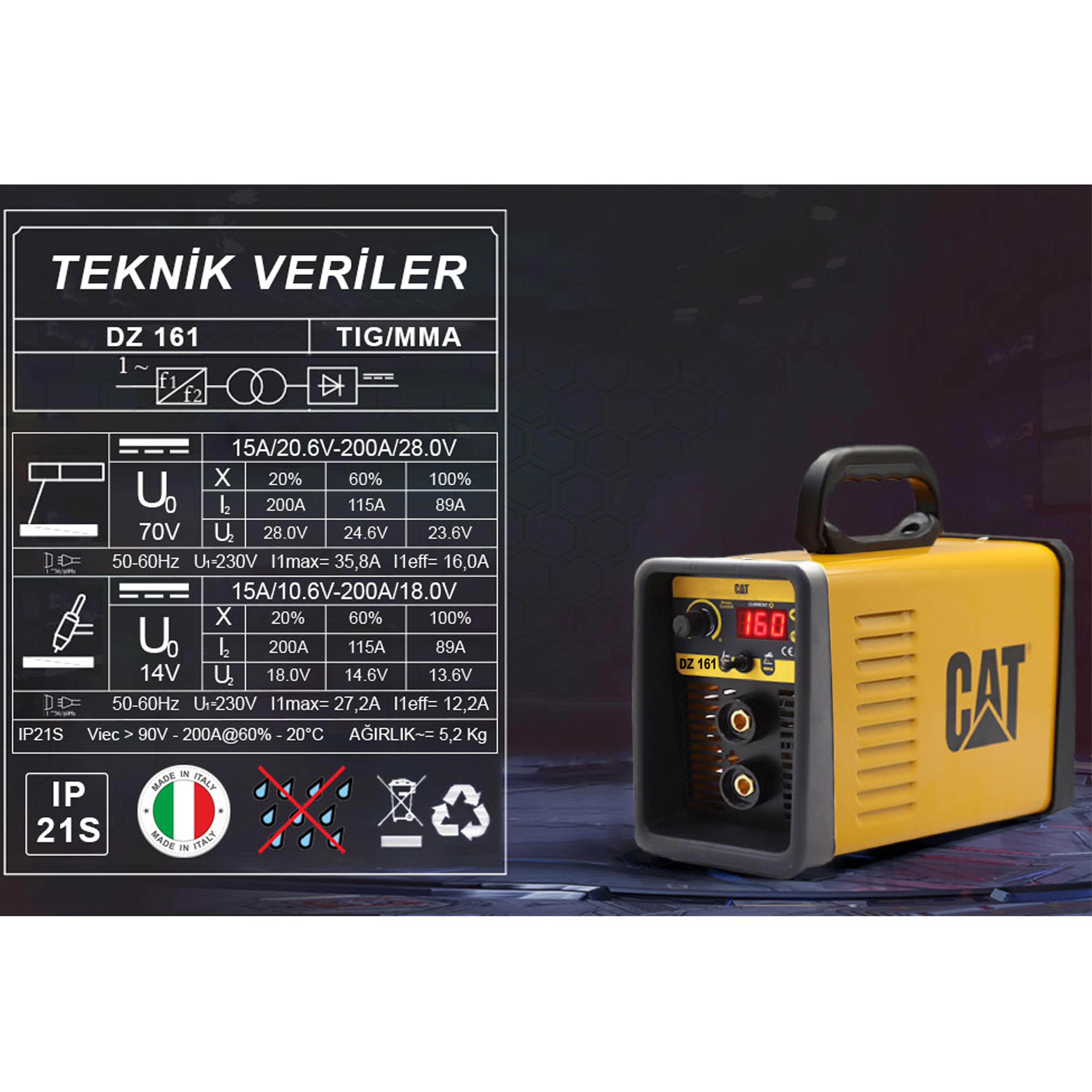 CAT%20DZ161%20160%20Amper%20TIG%20LIFT/MMA%20Çanta%20Tipi%20Profesyonel%20Dijital%20İnverter%20Kaynak%20Makinesi