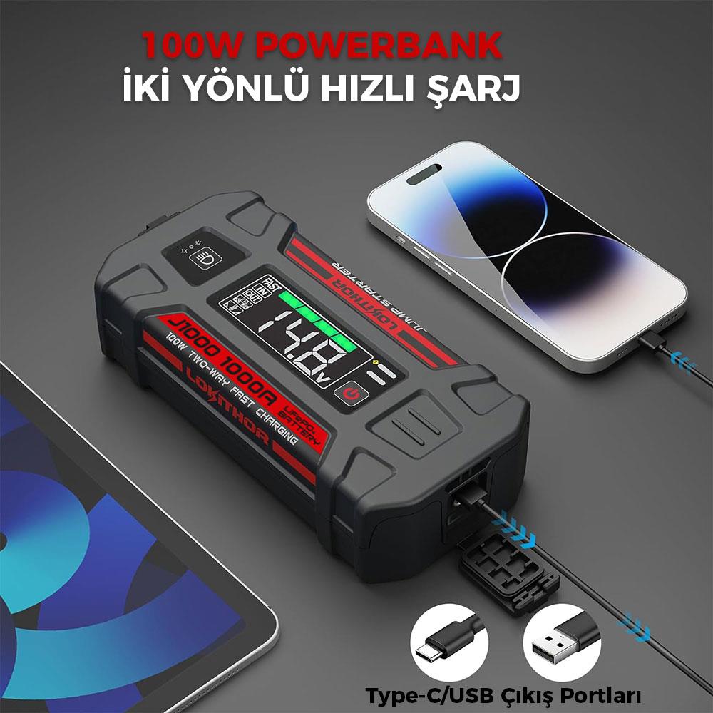 Lokithor%20J1000%2012V%201000Amp%20LiFePO4%20Akıllı%20Akü%20Takviye%20+%20Powerbank%20+%20Led%20Lamba