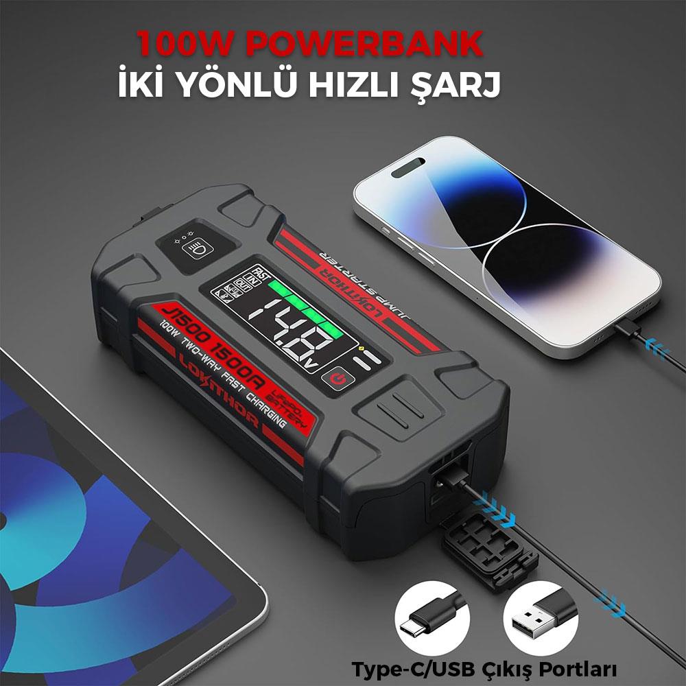 Lokithor%20J1500%2012V%201500Amp%20LiFePO4%20Akıllı%20Akü%20Takviye%20+%20Powerbank%20+%20Led%20Lamba