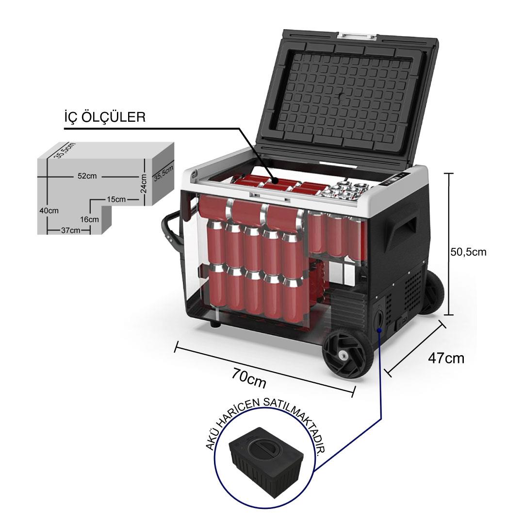 ICECO%20K65S%2012/24Volt%2065%20Lt%20Akü/Kablo/%20Komp.%20Tekerlekli%20Outdoor%20Oto%20Buzdolabı%20(Akü%20Dahil%20Değildir)