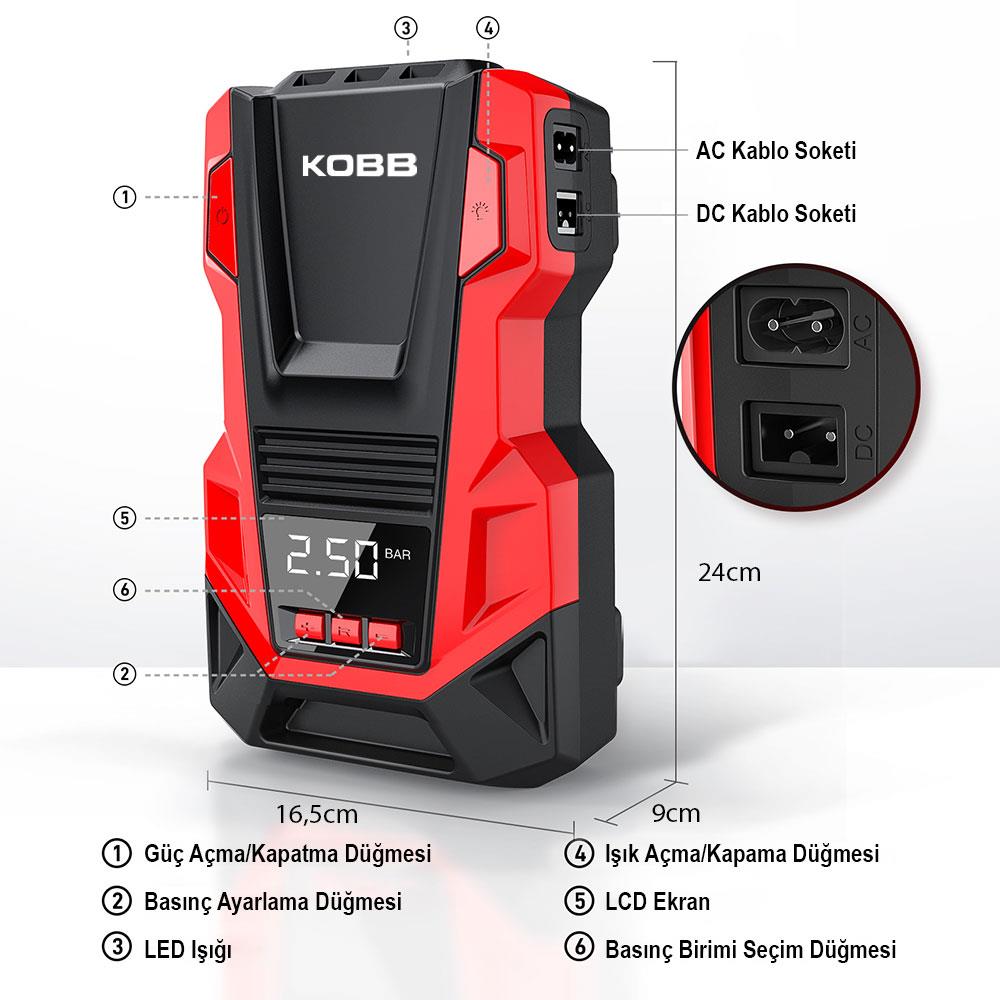 KOBB%20KB220%2012Volt/220Volt%20150%20PSI%20Dijital%20Basınç%20Göstergeli%20Lastik%20Şişirme%20Pompası