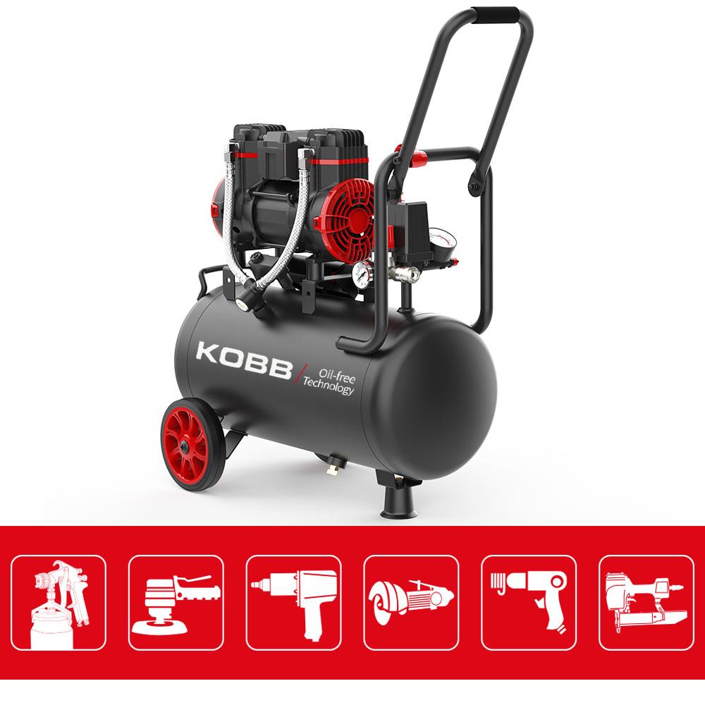 KOBB%20KBK25S%201.7HP%2025Lt%208Bar%20Yağsız%20Sessiz%20Taşınabilir%20Hava%20Kompresörü