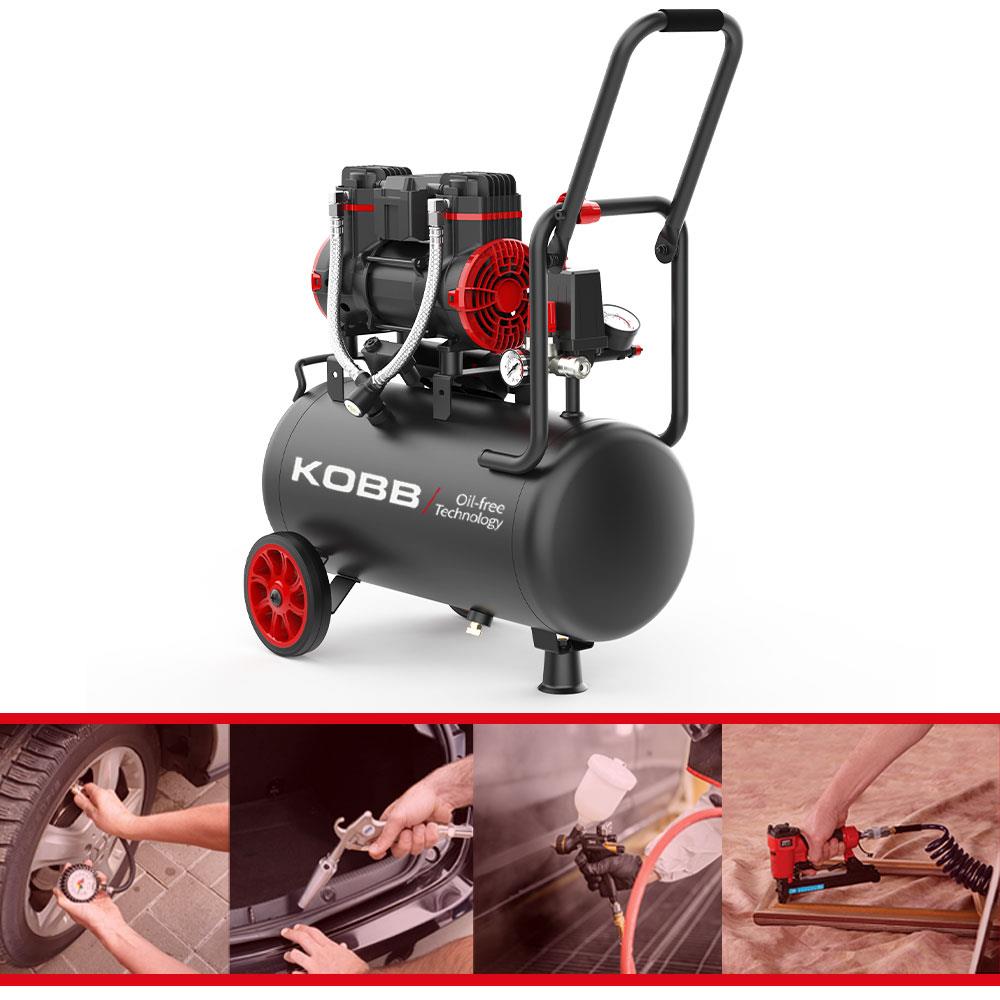 KOBB%20KBK25S%201.7HP%2025Lt%208Bar%20Yağsız%20Sessiz%20Taşınabilir%20Hava%20Kompresörü