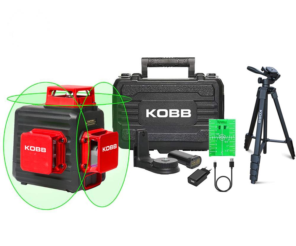 KOBB%20KBL34GTP%2040Mt.Li-ion%20Şarjlı%203X360⁰%20Otomatik%20Hizalamalı%20Yeşil%20Çapraz%20Çizgi%20Lazer%20Distomat+Tripod