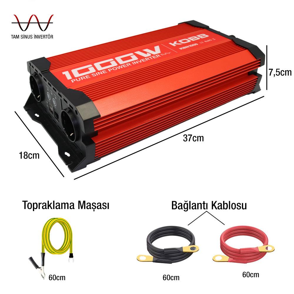 KOBB%20KBN1000%2012V/220V%201000Watt%20Tam%20Sinüs%20Dönüştürücü%20İnvertör