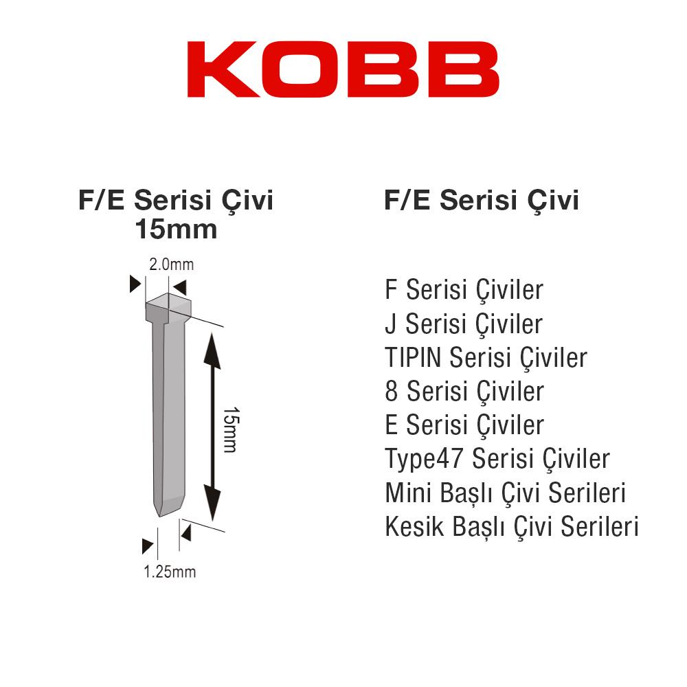 KOBB%20KBZ15F%2015mm%202500%20Adet%20F/E/J/8%20Serisi%20Ağır%20Hizmet%20Tipi%20Kesik%20Başlı%20Çivi