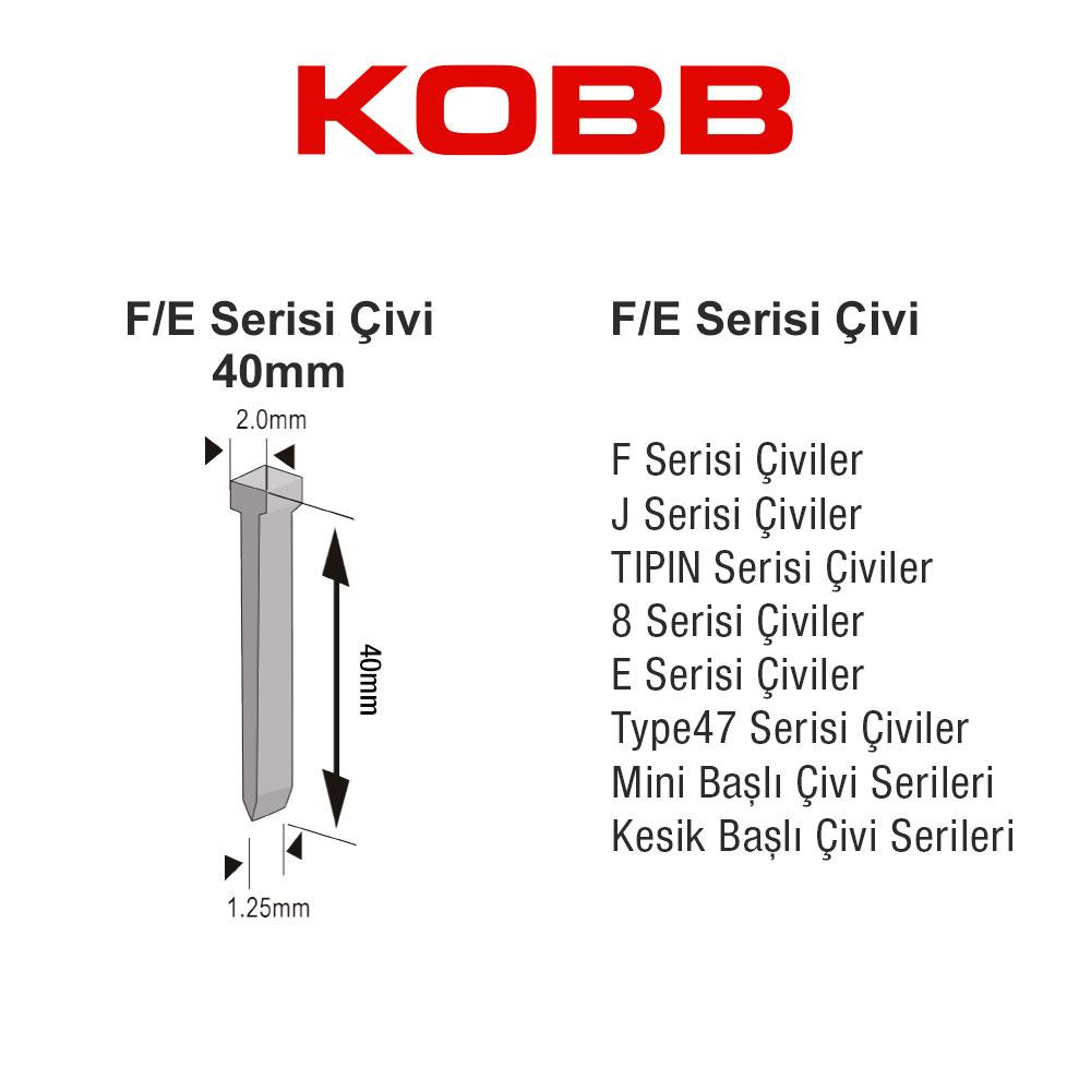 KOBB%20KBZ40F%2040mm%202500%20Adet%20F/E/J/8%20Serisi%20Ağır%20Hizmet%20Tipi%20Kesik%20Başlı%20Çivi