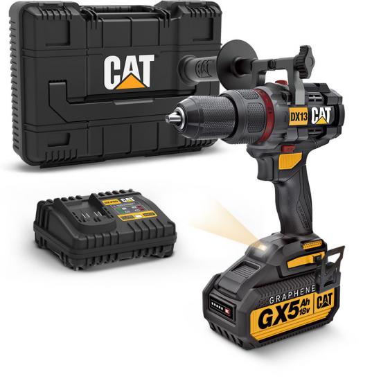 CAT DX13 18Volt/5.0Ah GRAPHENE Li-ion Kömürsüz Profesyonel Şarjlı Darbeli Matkap