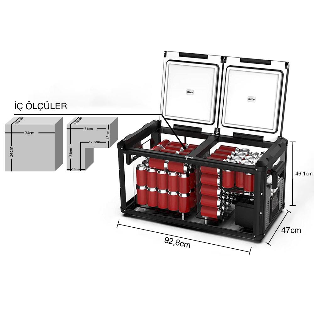 ICECO%20VL75PROD%2012/24Volt%20220Volt%2075%20Litre%20Çift%20Bölmeli%20Outdoor%20Kompresörlü%20Oto%20Buzdolabı/Dondurucu