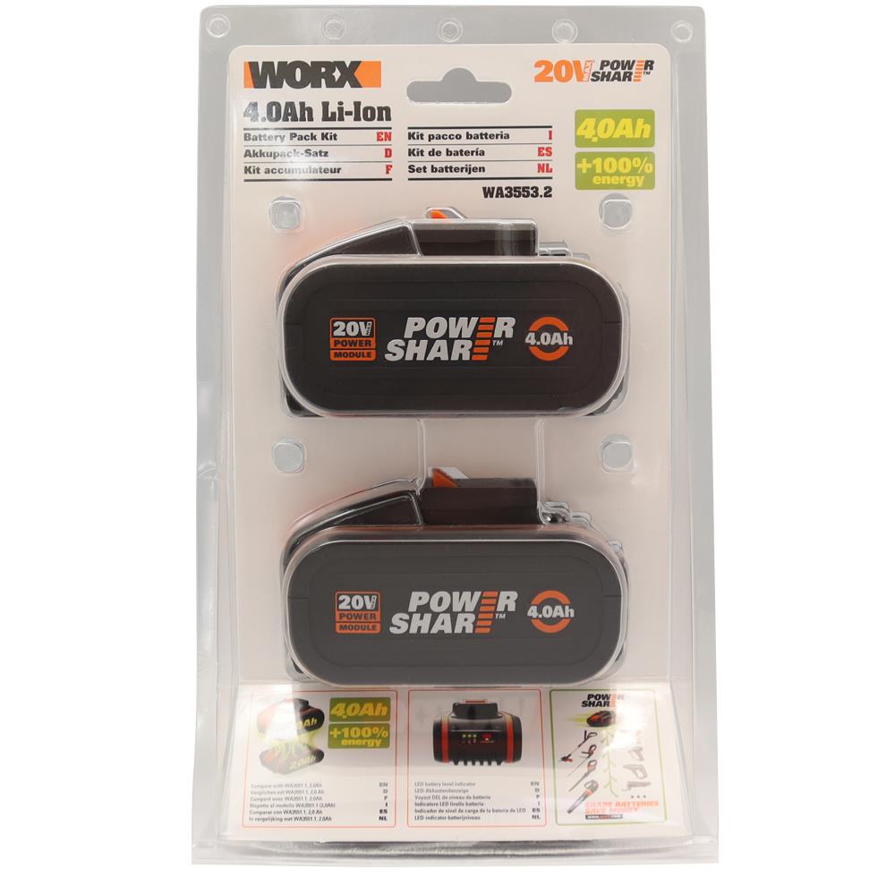 WORX%20WA3553.2%2020Volt%204.0Ah.%202’li%20Paket%20Li-ion%20PowerShare%20Yedek%20Akü