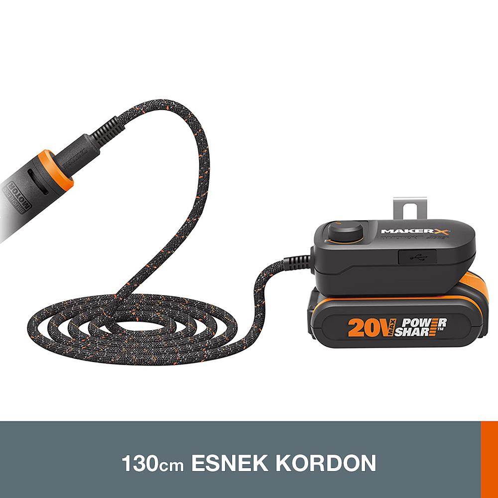 WORX%20WA7161%20MAKERX%2020Volt%20HUBX%20USB%20Portlu%20Devir%20Ayarlı%20Adaptör%20(Akü%20Dahil%20Değildir)