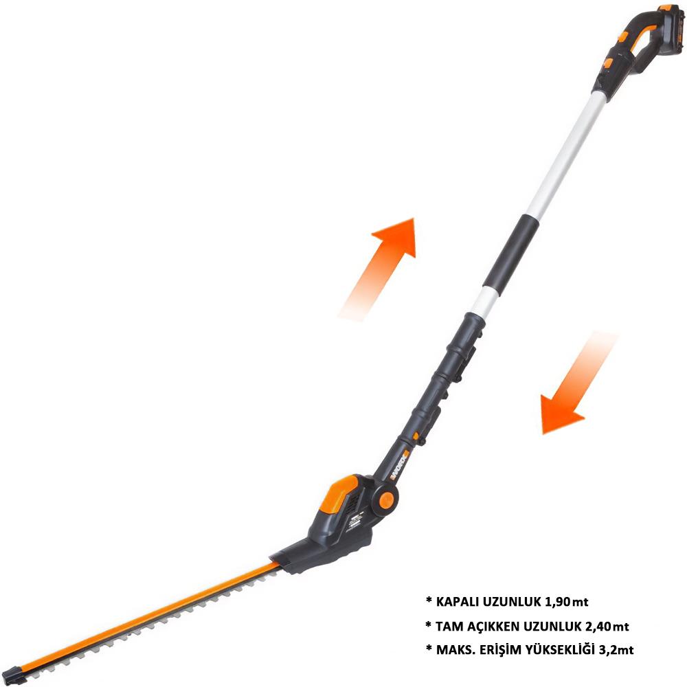 WORX%20WG252E%2020Volt%202.0Ah%20Li-ion%20Tek%20Akülü%2045CM%20Profesyonel%20Teleskobik%20Saplı%20Açı%20Ayarlı%20Çit%20Budama