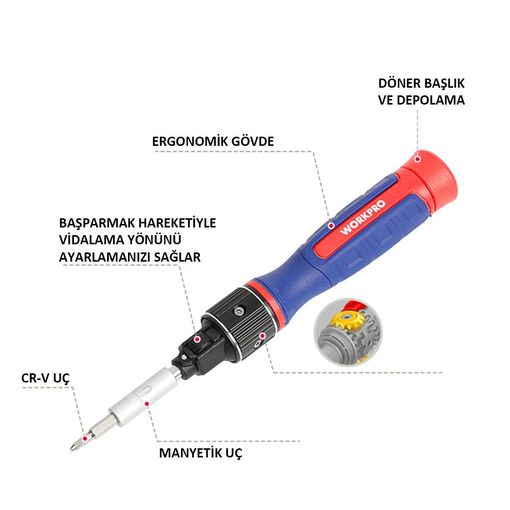 WORKPRO%20WP221070%209-IN-1%20Profesyonel%20CR-V%20Cırcırlı%20Manyetik%20Hassas%20Tornavida%20Seti
