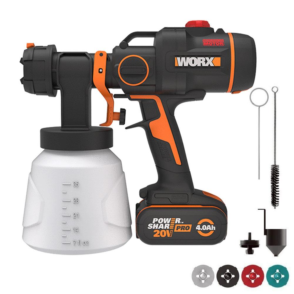 WORX%20WX020%2020Volt%204.0Ah.%20Li-ion%20Tek%20Akülü%20Kömürsüz%20Devir%20Ayarlı%20Boya%20Tabancası%20+%204%20Parça%20Yedek%20Nozul/Meme