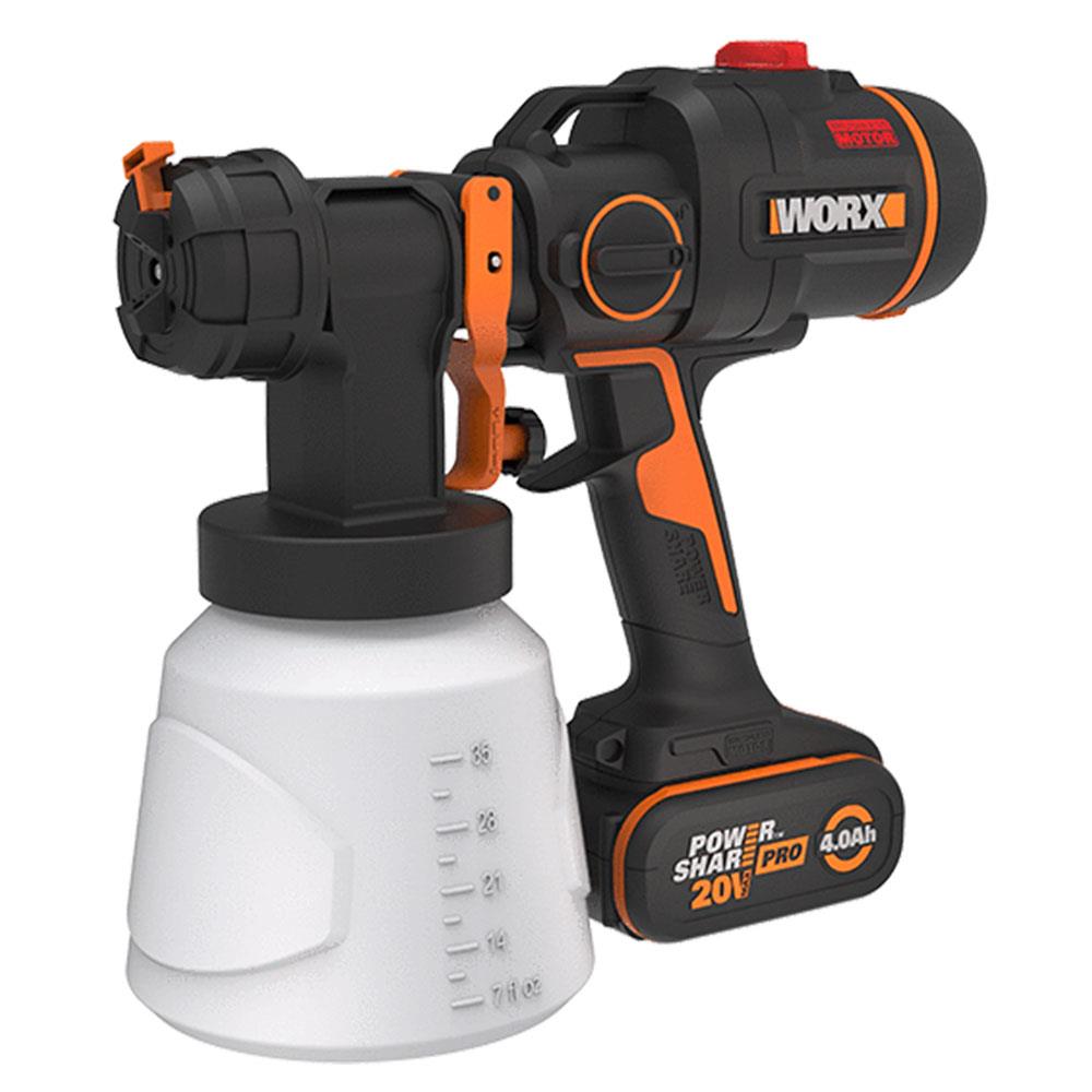 WORX%20WX020%2020Volt%204.0Ah.%20Li-ion%20Tek%20Akülü%20Kömürsüz%20Devir%20Ayarlı%20Boya%20Tabancası%20+%204%20Parça%20Yedek%20Nozul/Meme