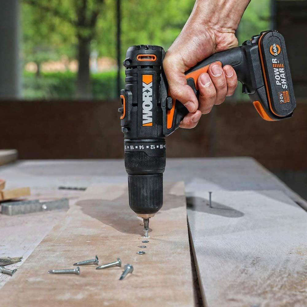 WORX%20WX108%2020Volt/2.0Ah.%20Li-ion%20Çift%20Akülü%20Profesyonel%20Şarjlı%20Matkap