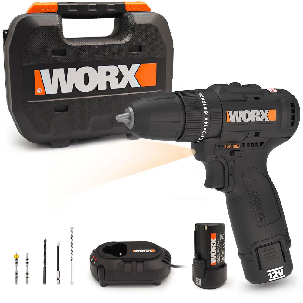 WORX%20WX121%2012Volt/2.0Ah%20Li-ion%20Çift%20Akülü%20Kömürsüz%20Profesyonel%20Şarjlı%20Darbeli%20Matkap%20+%205%20Parça%20Aksesuar