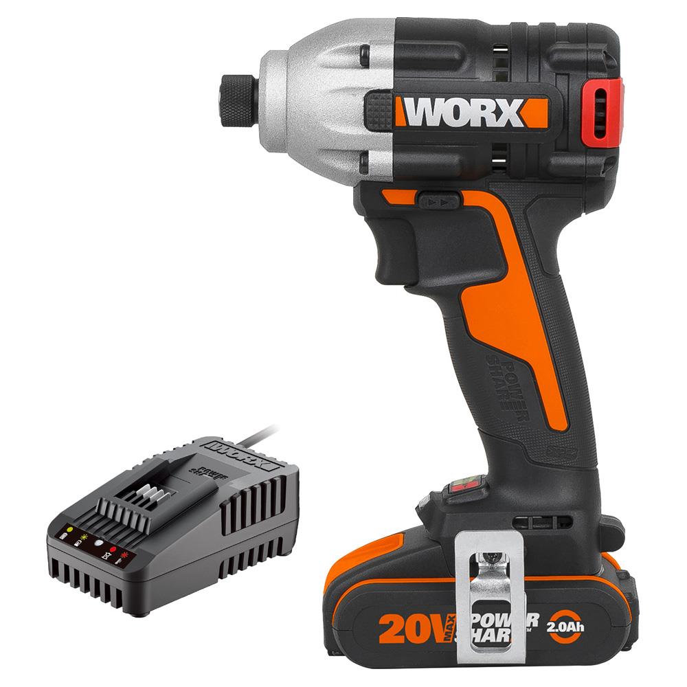 WORX%20WX261.9C%2020Volt/2.0Ah%20Li-ion%20Tek%20Akülü%20260Nm%20Kömürsüz%20Profesyonel%20Darbeli%20Tornavida