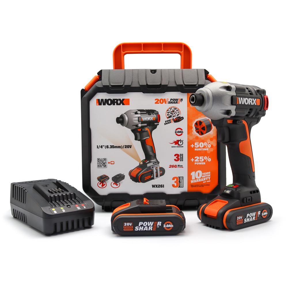 WORX%20WX261%2020Volt%202.0Ah.%20Li-ion%20Çift%20Akülü%20260Nm%20Kömürsüz%20Profesyonel%20Şarjlı%20Darbeli%20Tornavida