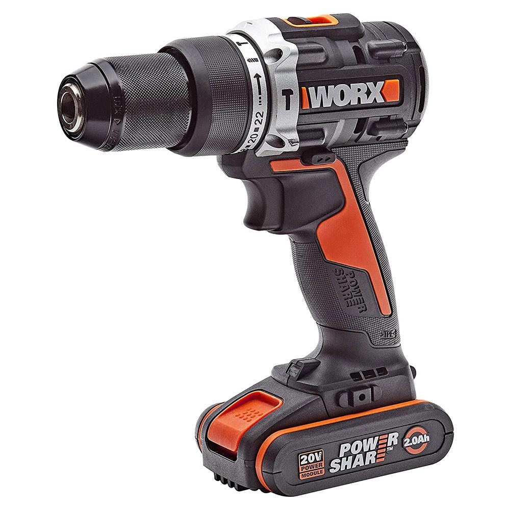 WORX%20WX352%2020Volt/2.0Ah%20Li-ion%20Çift%20Akülü%20Kömürsüz%20Profesyonel%20Şarjlı%20Darbeli%20Matkap