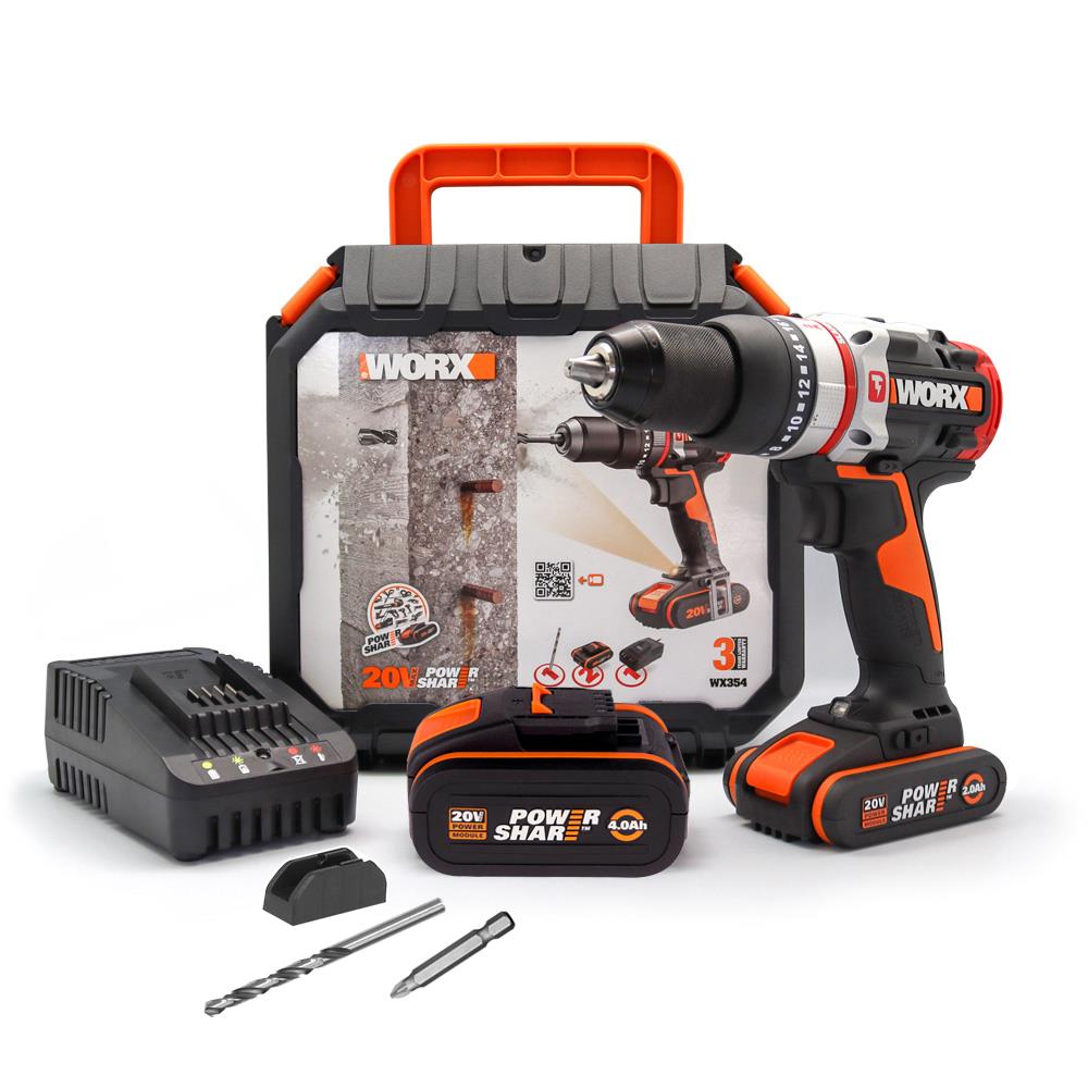 WORX%20WX354.1%2020Volt/4.0/2.0%20Ah.%20Li-ion%20Çift%20Akülü%20Kömürsüz%20Profesyonel%20Darbeli%20Şarjlı%20Matkap