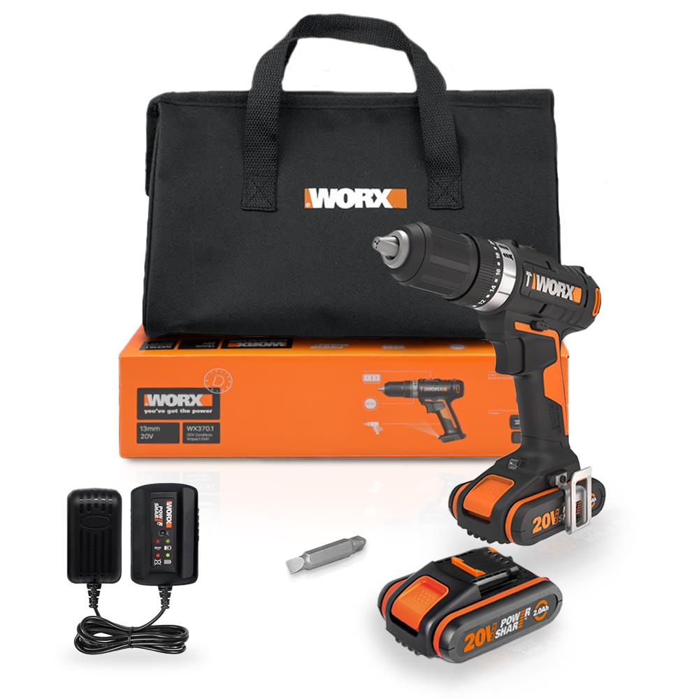 WORX%20WX370.1%2020Volt/2.0Ah.%20Li-ion%20Çift%20Akülü%20Profesyonel%20Şarjlı%20Darbeli%20Matkap