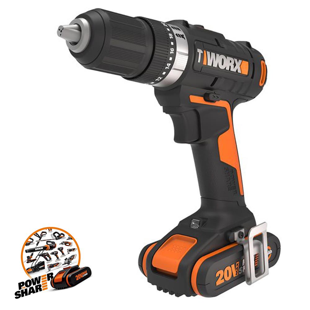 WORX%20WX370.1%2020Volt/2.0Ah.%20Li-ion%20Çift%20Akülü%20Profesyonel%20Şarjlı%20Darbeli%20Matkap