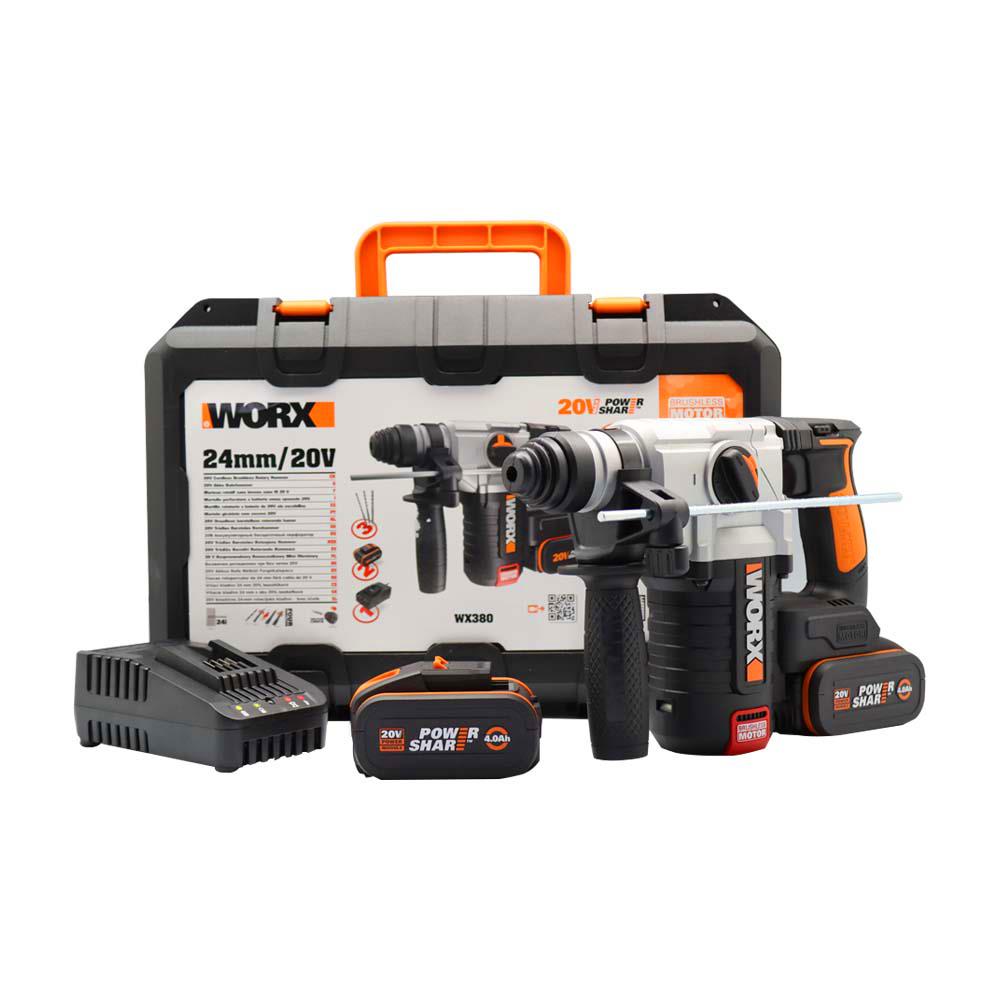 WORX%20WX380%2020Volt%204.0Ah.%202.2J%20Li-ion%20Çift%20Akülü%20Şarjlı%20Profesyonel%20SDS-Plus%20Pnömatik%20Kırıcı/Delici