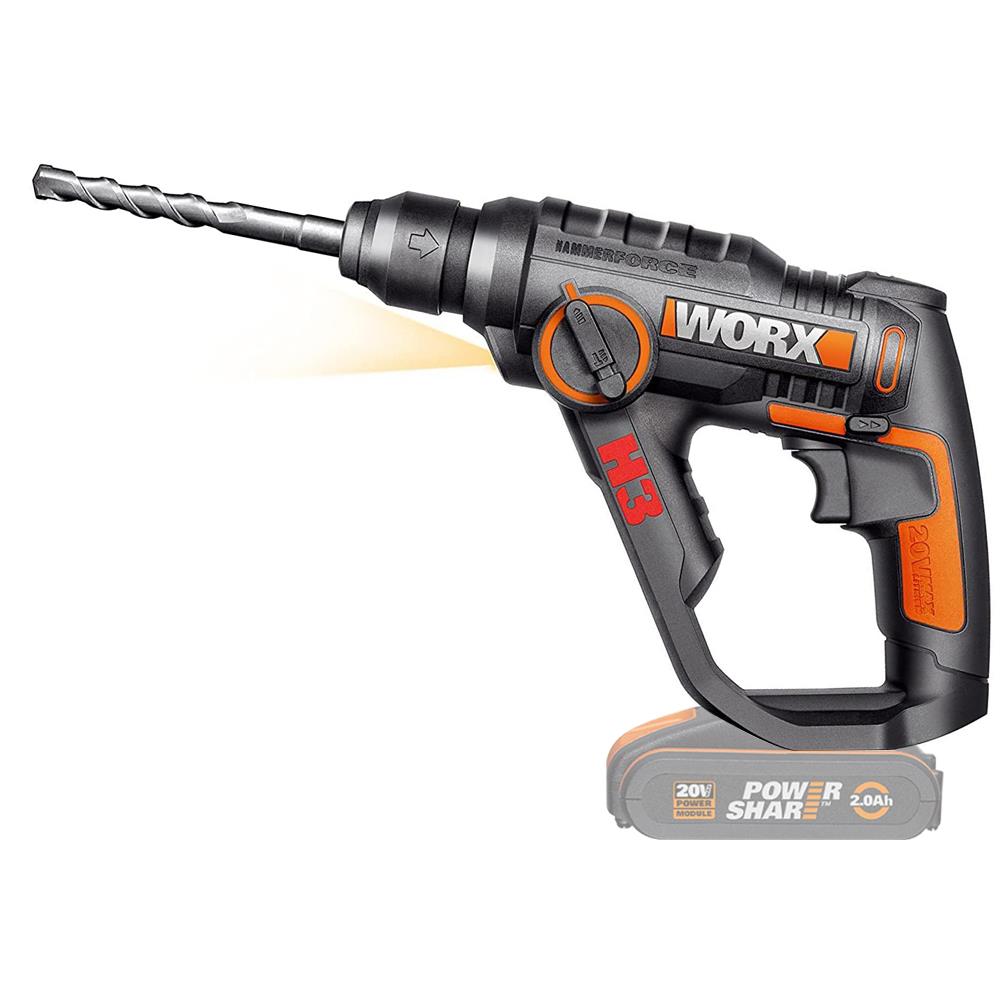 WORX%20WX390.9%2020Volt%201.2J%20SDS-Plus%20Pnömatik%20Şarjlı%20Matkap%20+%208%20Adet%20Uç%20+%20Mandren%20(Akü%20Dahil%20Değildir)