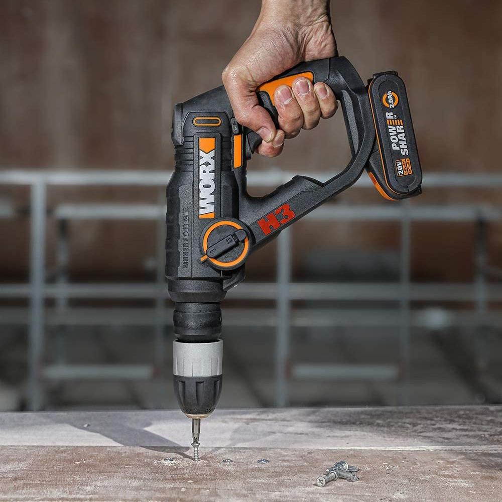 WORX%20WX390.9C%2020Volt%202.0Ah.%20Li-ion%201.2J%20Profesyonel%20SDS-Plus%20Pnömatik%20Tek%20Akülü%20Şarjlı%20Matkap%20+%208%20Adet%20Uç%20+%20Mandren