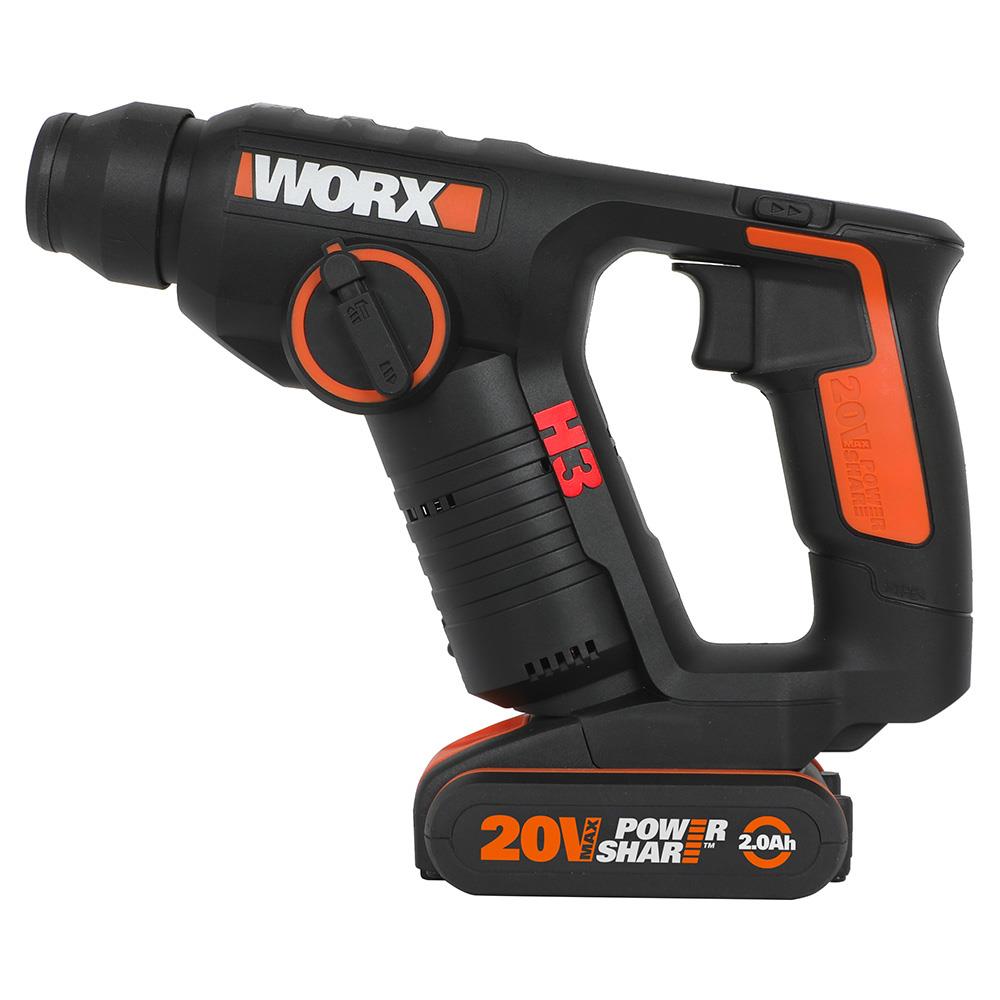 WORX%20WX394.3%2020Volt%202.0Ah.%20Li-ion%201.5J%20Profesyonel%20SDS-Plus%20Pnömatik%20Şarjlı%20Matkap%209%20Adet%20Uç%20Mandren