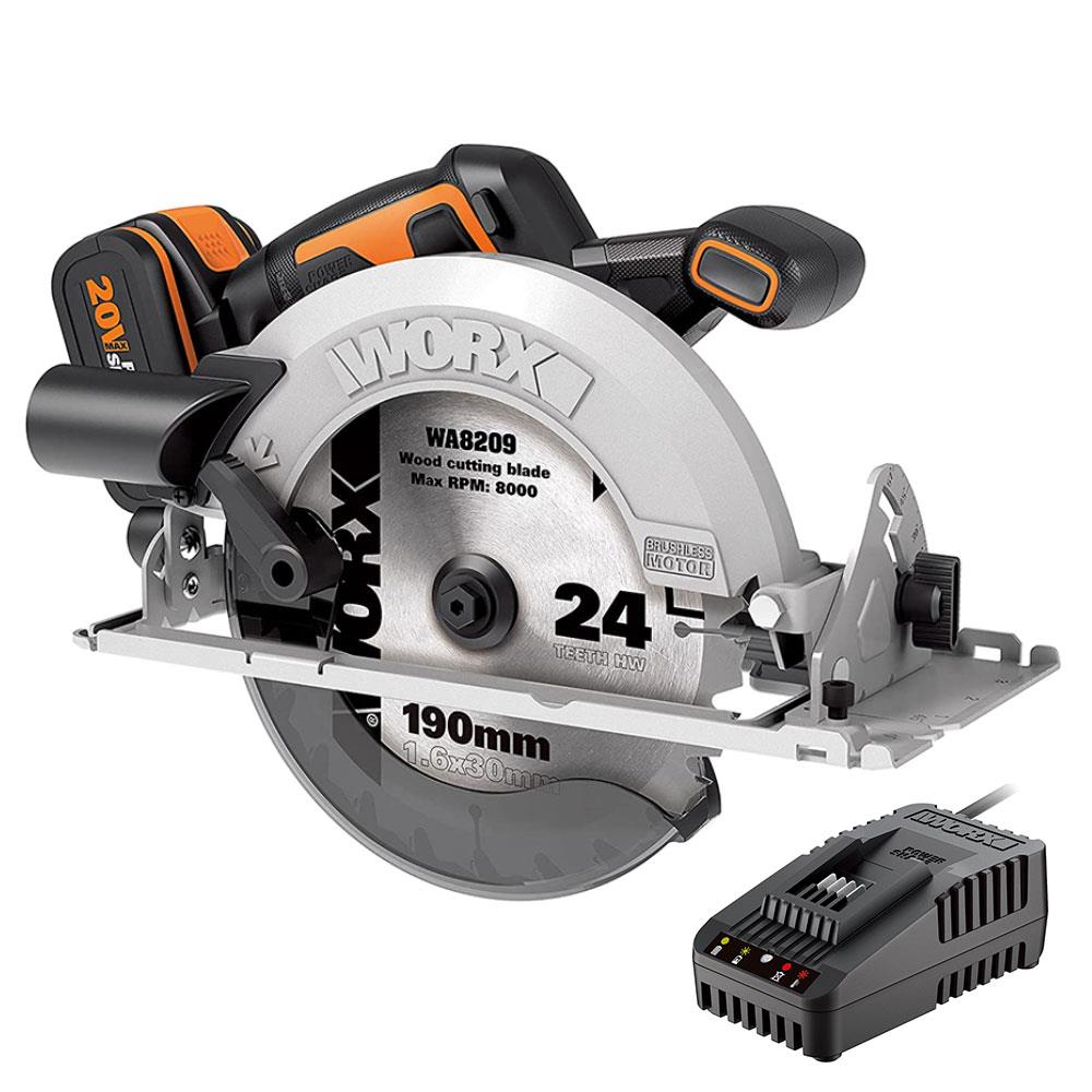 WORX%20WX520.9C%2020Volt%202.0Ah.%20Li-ion%20190mm%20Kömürsüz%20Profesyonel%20Tek%20Akülü%20Şarjlı%20Daire%20Testere