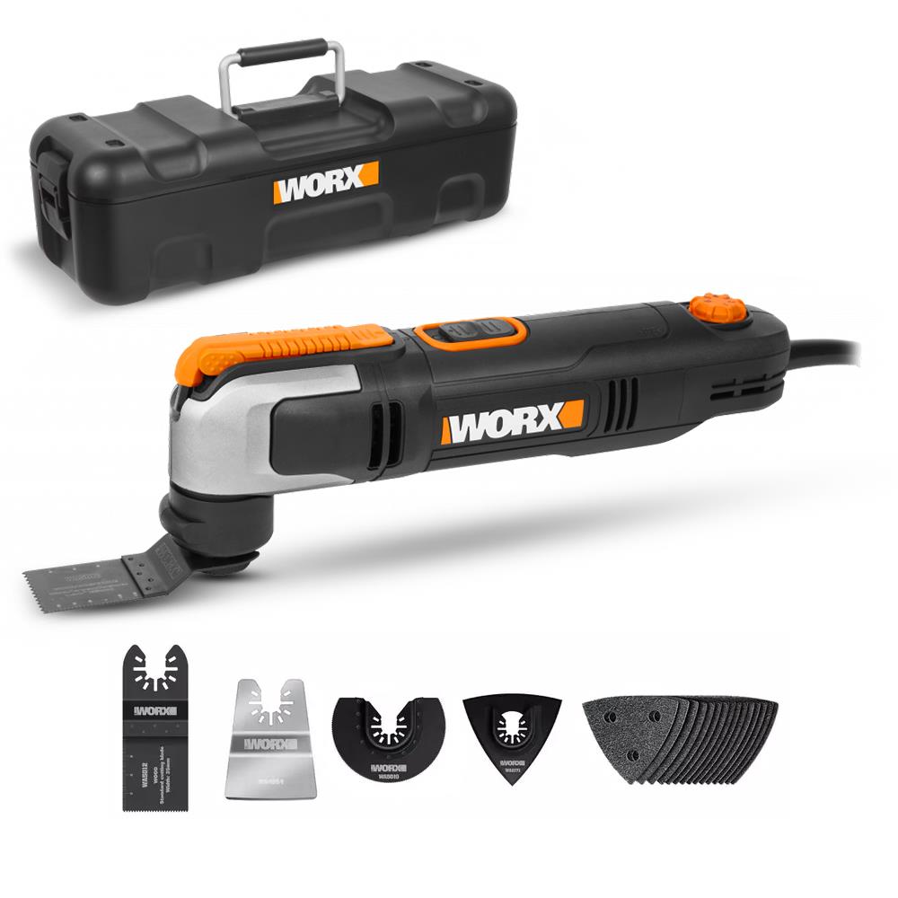 WORX%20WX686%20250Watt%20Profesyonel%20Çok%20Amaçlı%20Devir%20Ayarlı%20Kesme%20Raspalama%20ve%20Zımpara%20+%2019%20Adet%20Aksesuar