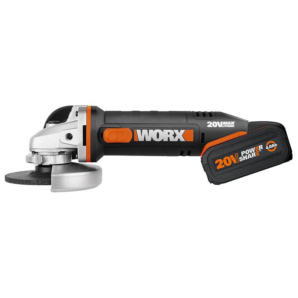 WORX%20WX803%2020Volt%202.0/4.0%20Ah.%20Li-ion%20Çift%20Akülü%20125mm%20Profesyonel%20Şarjlı%20Avuç%20Taşlama