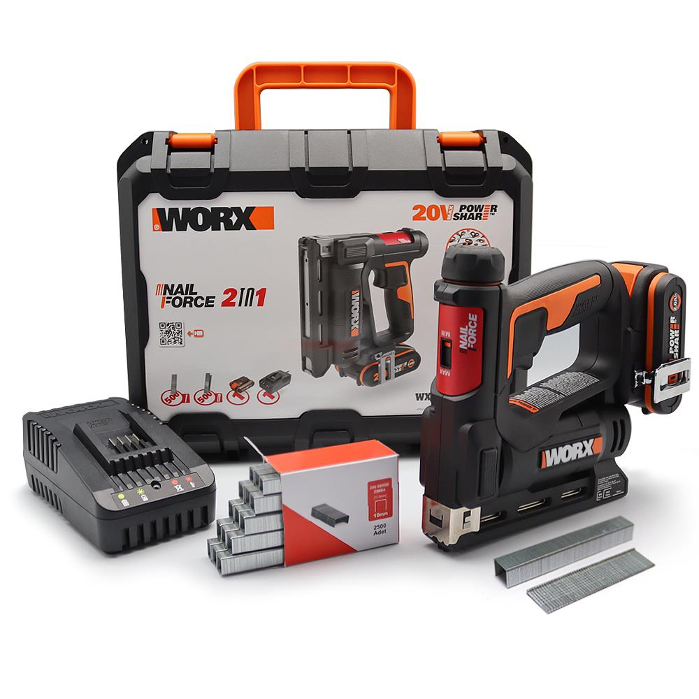 WORX%20WX843%2020Volt/2.0Ah.%20Li-ion%20Şarjlı%20Profesyonel%206-14mm%20Zımba%2015mm%20Çivi%20Çakma%20ve%20Yedek%20Zımba/Çivi