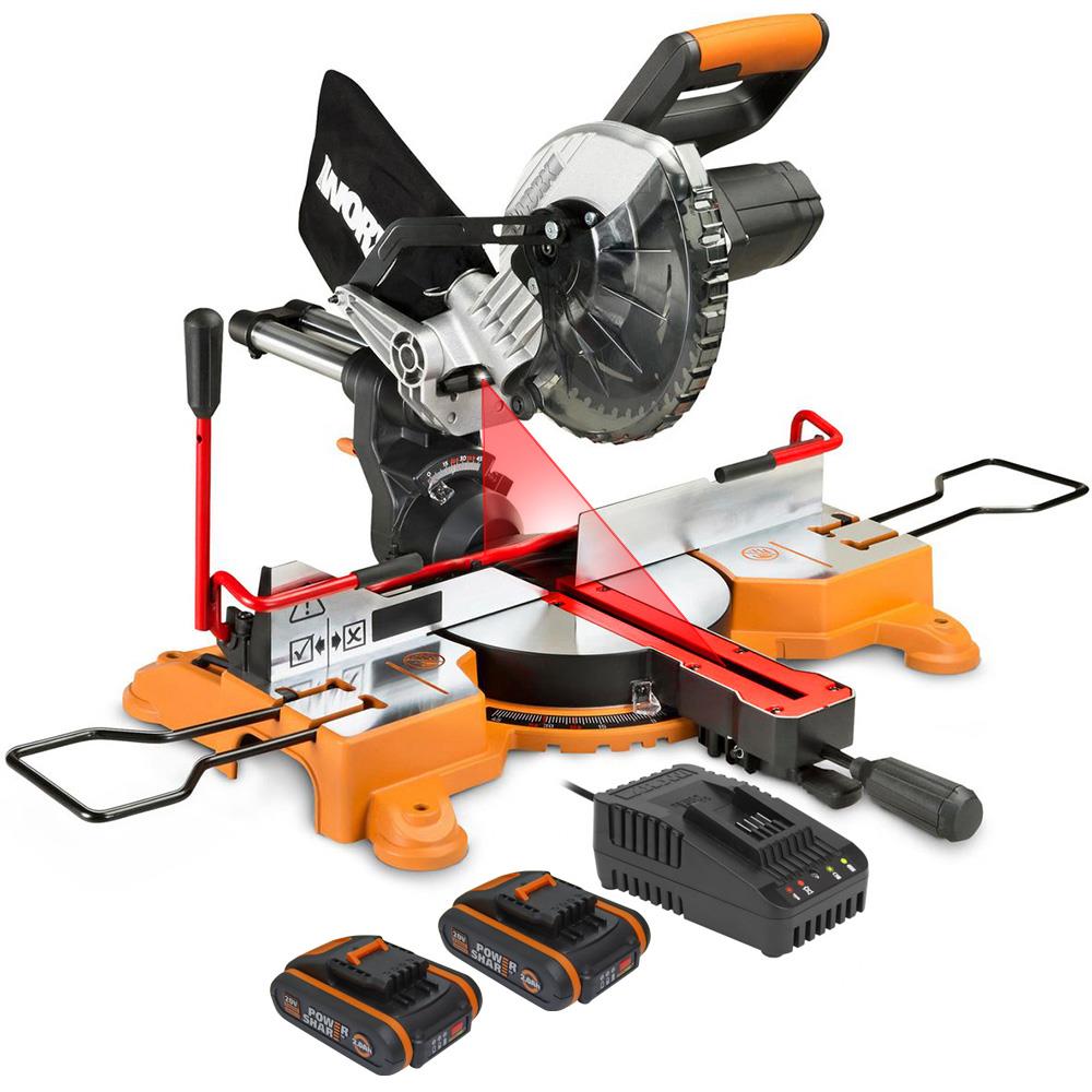 WORX%20WX845.9CB%2020Volt/2.0Ah%20Li-ion%20Çift%20Akülü%20Şarjlı%20216MM%20Profesyonel%20Kızaklı%20Gönye%20Kesme