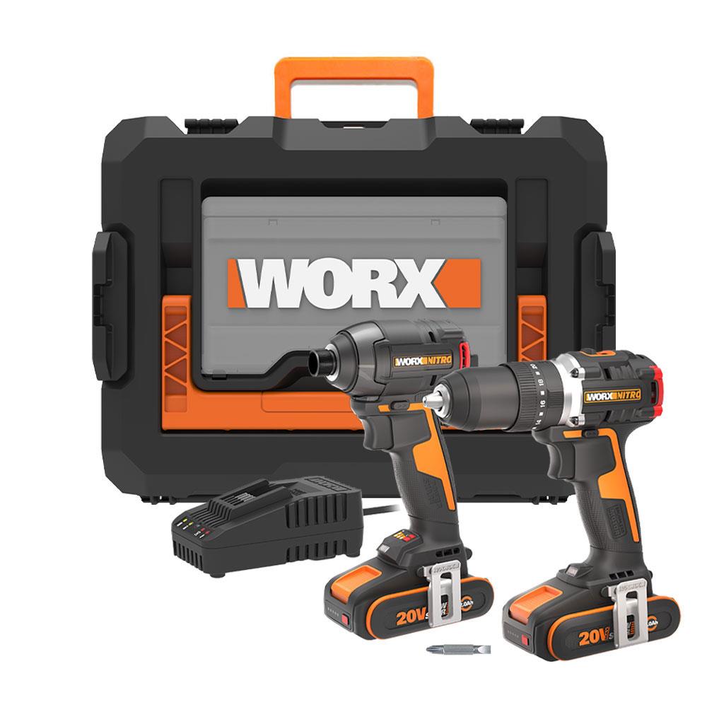 Worx%20WX925%2020Volt/2.0Ah%20Li-ion%20Çift%20Akülü%20Kömürsüz%20Profesyonel%20Darbeli%20Matkap+WX265%20Kömürsüz%20Darbeli%20Tornavida%20Kombo%20Set