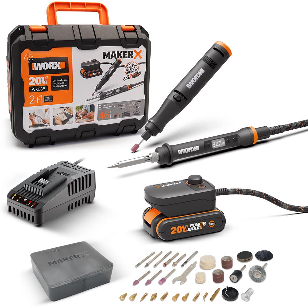 WORX%20WX988%20MAKERX%2020Volt%202.0Ah.%20Kömürsüz%20Profesyonel%20Kalem%20Tipi%20Devir%20Ayarlı%20Gravür%20Seti%20+%20Kalem%20Tip