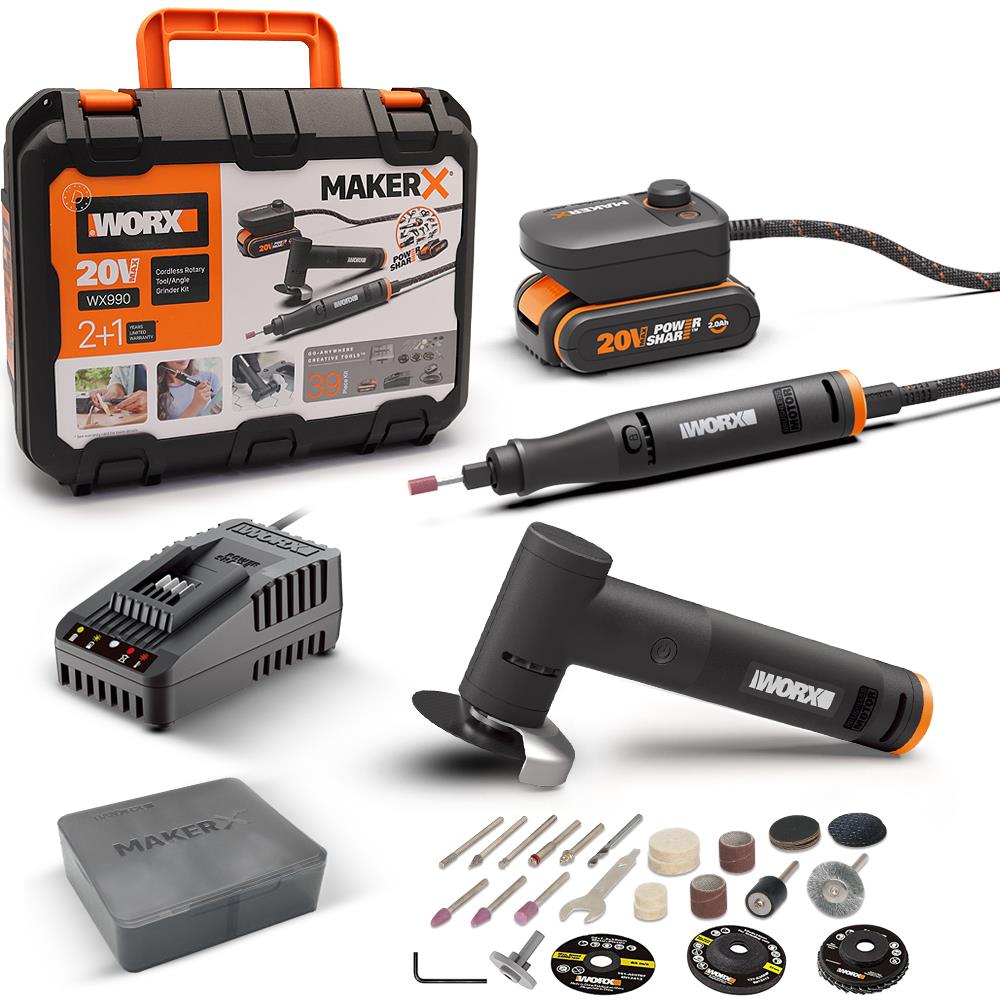 WORX%20WX990%20MAKERX%2020Volt%202.0Ah.%20Kömürsüz%20Profesyonel%20Kalem%20Tipi%20Devir%20Ayarlı%20Gravür%20+%2050MM%20Açılı%20Avu